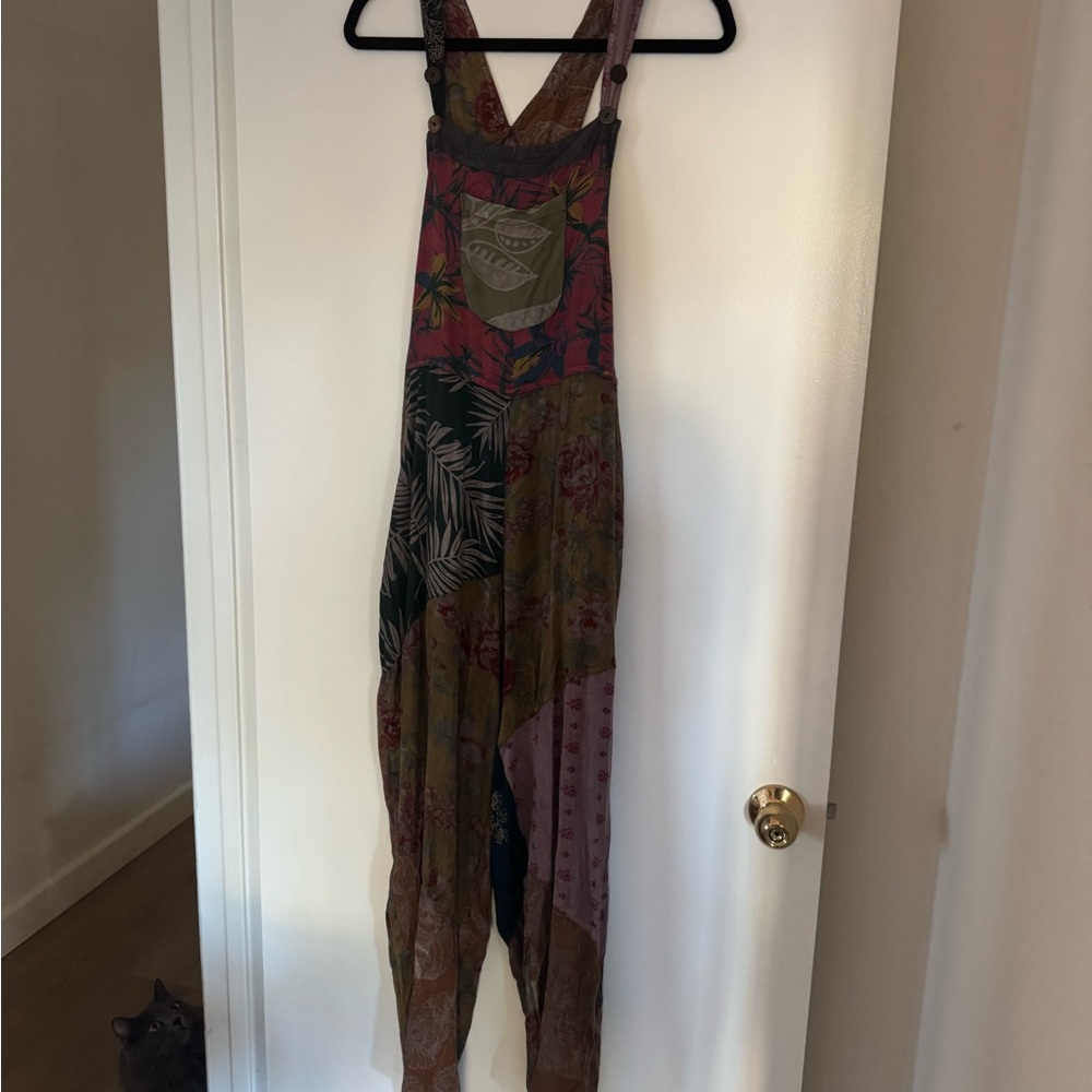 Sacred Threads Multicolor Patchwork Overalls NEW - image 3